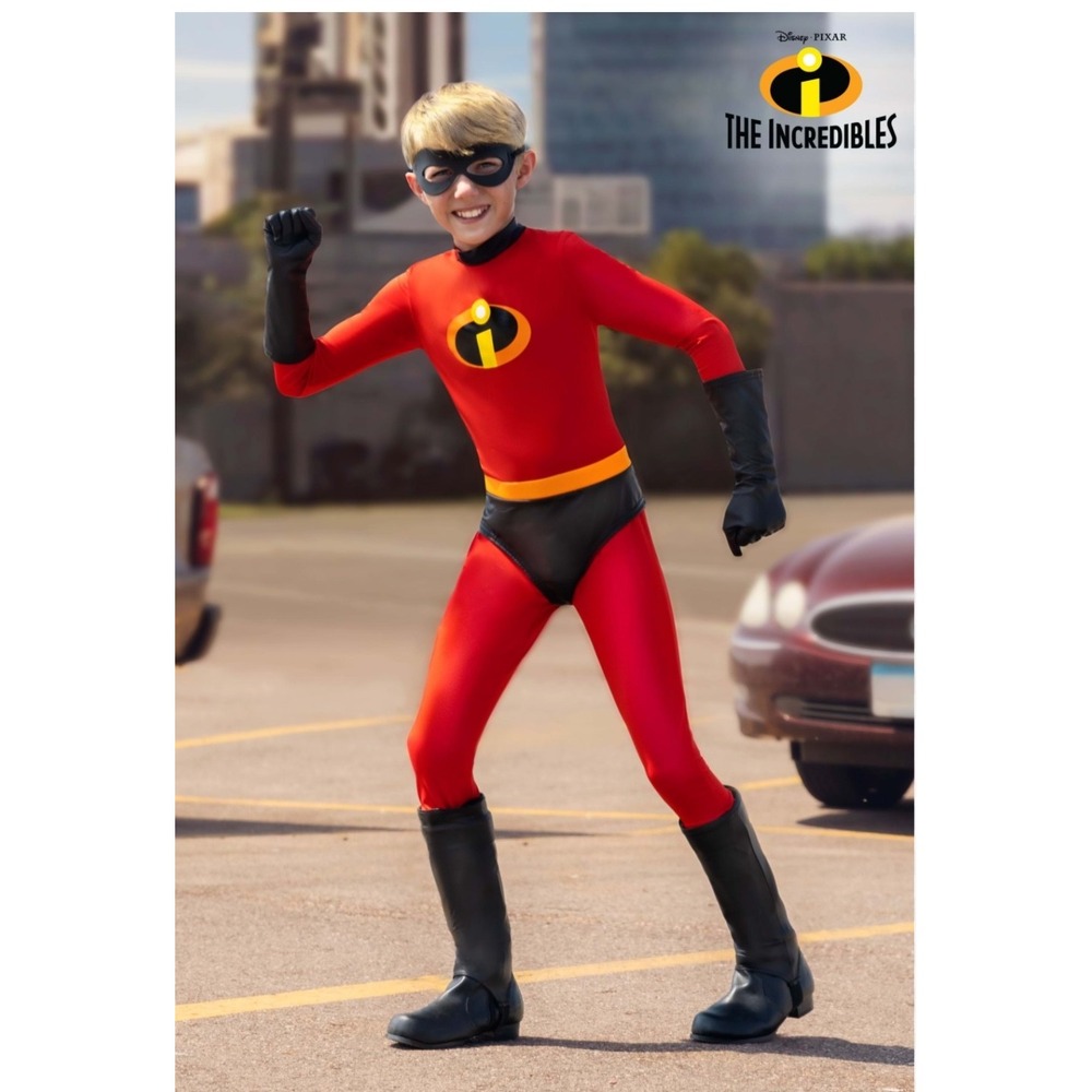 Disney The Incredibles Halloween Costume Kids Large‎ Super Hero Red Black Gloves